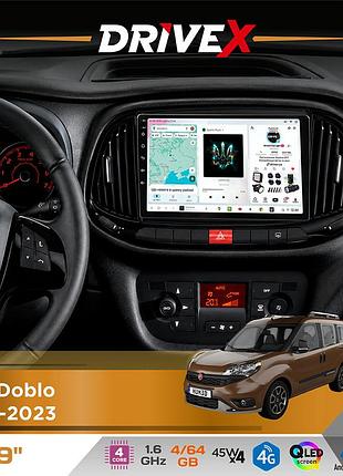 Штатна магнітола для fiat doblo 2015-2023 drivex s3 qled 9" android 8-ядерний 1.6ггц 4x64гб sim-картка 3g/4g 7388 4x45w asp tm2313
