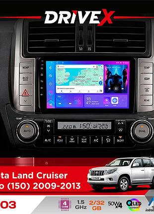Штатна магнітола для toyota land cruiser prado (150) 2009-2013 drivex a-903 qled 9" android 4-ядерний 2+32гб 4x50w(tda7851)