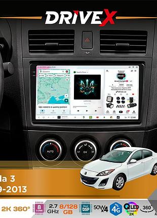 Штатна магнітола для mazda 3 2009-2013 drivex s7+ 2k qled 9" android 8-ядерний 2.7ггц 8x128гб sim-картка 3g/4g ak7808 ab 4x50w