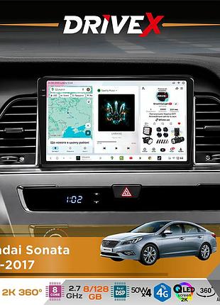 Штатна магнітола для hyundai sonata 2015-2017 drivex s7+ 2k qled 9" android 8-ядерний 2.7ггц 8x128гб sim-картка 3g/4g ak7808 ab