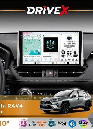 Штатна магнітола для toyota rav4 2019+ drivex s4 qled 10" android 8-ядерний 1.6ггц 4x64гб sim-картка 3g/4g tda7851 4x50w dsp