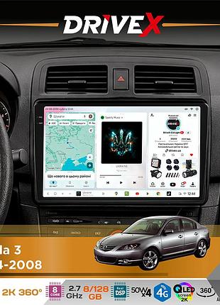 Штатна магнітола для mazda 3 2004-2008 drivex s7+ 2k qled 9" android 8-ядерний 2.7ггц 8x128гб sim-картка 3g/4g ak7808 ab 4x50w