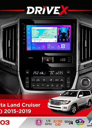 Штатная магнитола для toyota land cruiser (200) 2015-2019 drivex a-903 qled 9" android 4-ядерный 2+32гб 4x50w(tda7851) беспроводной