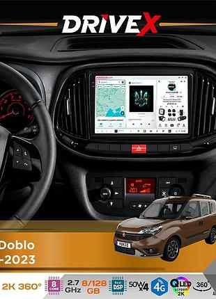 Штатна магнітола для fiat doblo 2015-2023 drivex s7+ 2k qled 9" android 8-ядерний 2.7ггц 8x128гб sim-картка 3g/4g ak7808 ab 4x50w