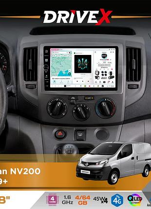 Штатна магнітола для nissan nv200 2009+ drivex s3 qled 8" з фізичними кнопками android 8-ядерний 1.6ггц 4x64гб sim-картка 3g/4g