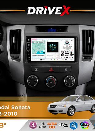 Штатна магнітола для hyundai sonata 2008-2010 drivex s3 qled 8" з фізичними кнопками android 8-ядерний 1.6ггц 4x64гб sim-картка