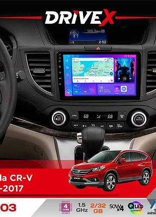 Штатна магнітола для honda cr-v 2012-2017 drivex a-903 qled 9" android 4-ядерний 2+32гб 4x50w(tda7851) бездротовий carplay та