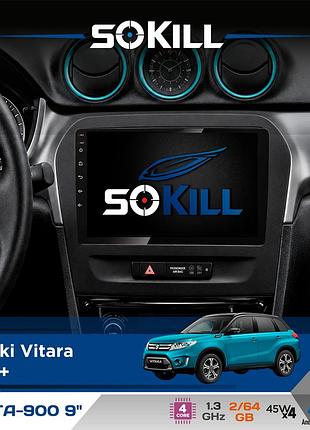 Штатна магнітола для suzuki vitara 2015+ sokill delta-900 9" android 4-ядерний 2+64гб 4x45w бездротовий carplay та androidauto