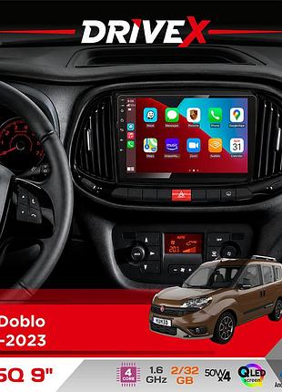 Штатна магнітола для fiat doblo 2015-2023 drivex un5 qled 9" android 4-ядерний 2+32гб 4x45w бездротовий carplay та androidauto