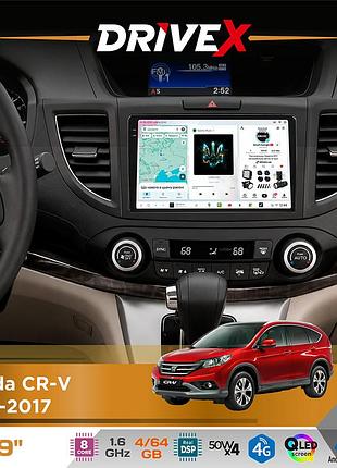 Штатна магнітола для honda cr-v 2012-2017 drivex s4 qled 9" android 8-ядерний 1.6ггц 4x64гб sim-картка 3g/4g tda7851 4x50w dsp