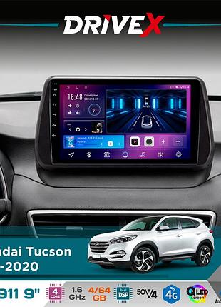 Штатна магнітола для hyundai tucson 2018-2020 drivex se-911 4+64гб qled 9" android 4-ядерний 4x50w(tda7851) dsp бездротовий