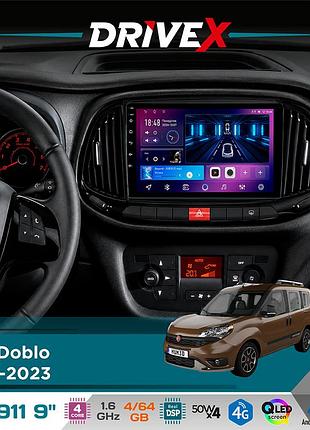 Штатна магнітола для fiat doblo 2015-2023 drivex se-911 4+64гб qled 9" android 4-ядерний 4x50w(tda7851) dsp бездротовий carplay та