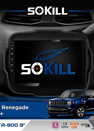 Штатная магнитола для jeep renegade 2014+ sokill delta-900 9" android 4-ядерный 2+64гб 4x45w беспроводной carplay и androidauto