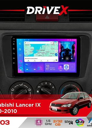 Штатна магнітола для mitsubishi lancer ix 2000-2010 drivex a-903 qled 9" android 4-ядерний 2+32гб 4x50w(tda7851) бездротовий