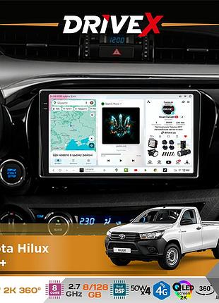 Штатна магнітола для toyota hilux 2015+ drivex s7+ 2k qled 10" android 8-ядерний 2.7ггц 8x128гб sim-картка 3g/4g ak7808 ab 4x50w