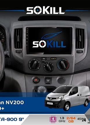 Штатна магнітола для nissan nv200 2009+ sokill delta-900 9" android 4-ядерний 2+64гб 4x45w бездротовий carplay та androidauto