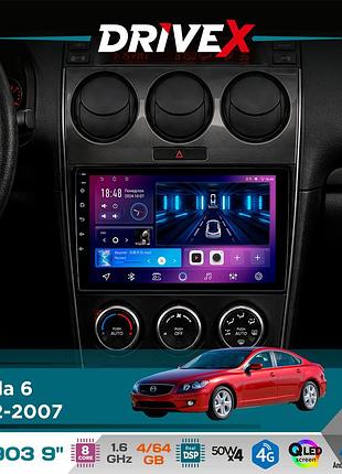Штатна магнітола для mazda 6 2002-2007 drivex se-903 qled 9" android 8-ядерний 4+64гб sim-картка 3g/4g dsp 4x50w(tda7851)