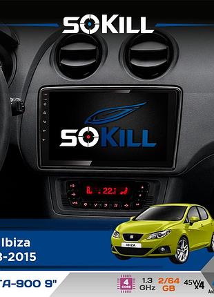 Штатна магнітола для seat ibiza 2008-2015 sokill delta-900 9" android 4-ядерний 2+64гб 4x45w бездротовий carplay та androidauto