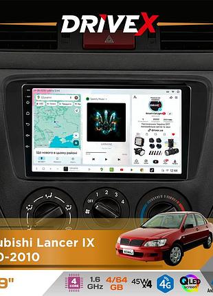 Штатна магнітола для mitsubishi lancer ix 2000-2010 drivex s3 qled 9" android 8-ядерний 1.6ггц 4x64гб sim-картка 3g/4g 7388 4x45w