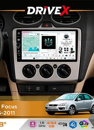 Штатна магнітола для ford focus 2005-2011 drivex s3 qled 8" з фізичними кнопками android 8-ядерний 1.6ггц 4x64гб sim-картка 3g/4g