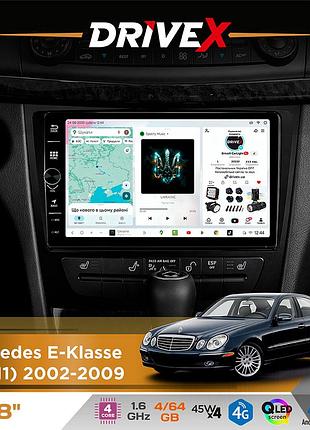 Штатна магнітола для mercedes e-klasse (w211) 2002-2009 drivex s3 qled 8" з фізичними кнопками android 8-ядерний 1.6ггц 4x64гб