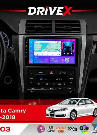 Штатна магнітола для toyota camry 2015-2018 drivex a-903 qled 9" android 4-ядерний 2+32гб 4x50w(tda7851) бездротовий carplay та