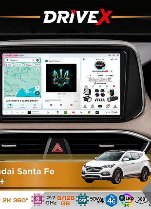 Штатна магнітола для hyundai santa fe 2018+ drivex s7+ 2k qled 10" android 8-ядерний 2.7ггц 8x128гб sim-картка 3g/4g ak7808 ab