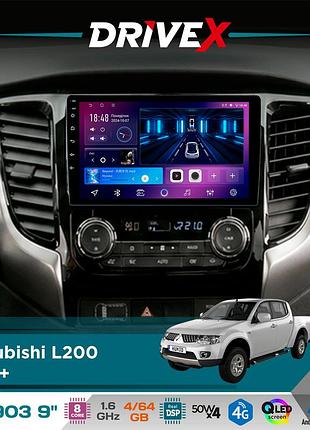 Штатна магнітола для mitsubishi l200 2015+ drivex se-903 qled 9" android 8-ядерний 4+64гб sim-картка 3g/4g dsp 4x50w(tda7851)