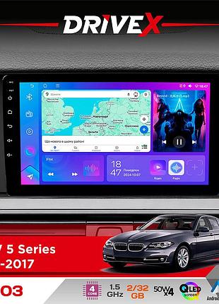 Штатна магнітола для bmw 5 series (f10) 2009-2017 drivex a-903 qled 9" android 4-ядерний 2+32гб 4x50w(tda7851) бездротовий carplay