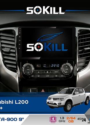 Штатна магнітола для mitsubishi l200 2015+ sokill delta-900 9" android 4-ядерний 2+64гб 4x45w бездротовий carplay та androidauto