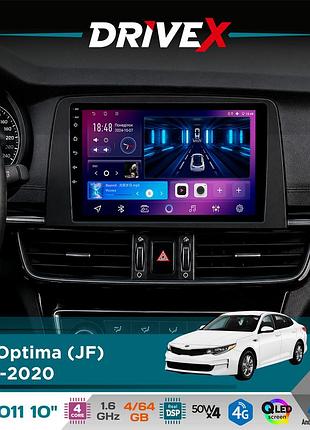 Штатна магнітола для kia optima (jf) 2015-2020 drivex se-1011 qled 10" android 4-ядерний 4+64гб dsp 4x50w(tda7851) бездротовий