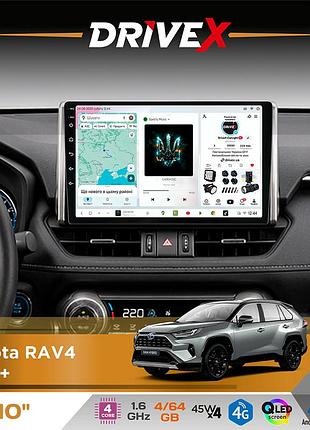 Штатна магнітола для toyota rav4 2019+ drivex s3 qled 10" android 8-ядерний 1.6ггц 4x64гб sim-картка 3g/4g 7388 4x45w asp tm2313