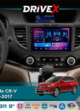 Штатна магнітола для honda cr-v 2012-2017 drivex se-911 4+64гб qled 9" android 4-ядерний 4x50w(tda7851) dsp бездротовий carplay та