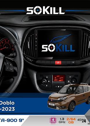 Штатна магнітола для fiat doblo 2015-2023 sokill delta-900 9" android 4-ядерний 2+64гб 4x45w бездротовий carplay та androidauto