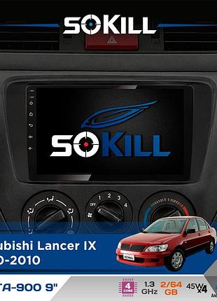 Штатна магнітола для mitsubishi lancer ix 2000-2010 sokill delta-900 9" android 4-ядерний 2+64гб 4x45w бездротовий carplay та
