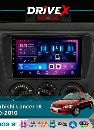 Штатна магнітола для mitsubishi lancer ix 2000-2010 drivex se-903 qled 9" android 8-ядерний 4+64гб sim-картка 3g/4g dsp