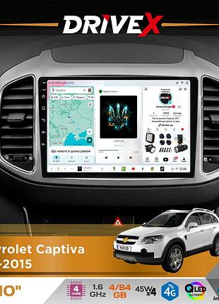 Штатная магнитола для chevrolet captiva (c140) 2011-2018 drivex s3 qled 10" android 8-ядерный 1.6ггц 4x64гб sim-карта 3g/4g 7388