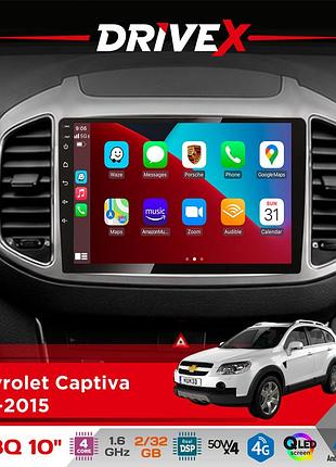 Штатная магнитола для chevrolet captiva (c140) 2011-2018 drivex un8 qled 10" android 4-ядерный 2x32гб 4x45w беспроводной carplay и