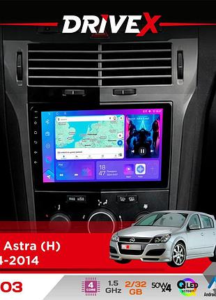 Штатна магнітола для opel astra (h) 2004-2014 drivex a-903 qled 9" android 4-ядерний 2+32гб 4x50w(tda7851) бездротовий carplay та