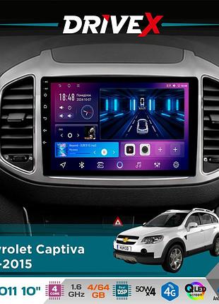 Штатная магнитола для chevrolet captiva (c140) 2011-2018 drivex se-1011 qled 10" android 4-ядерный 4+64гб dsp 4x50w(tda7851)