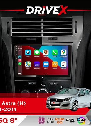 Штатная магнитола для opel astra (h) 2004-2014 drivex un5 qled 9" android 4-ядерный 2+32гб 4x45w беспроводной carplay и androidauto
