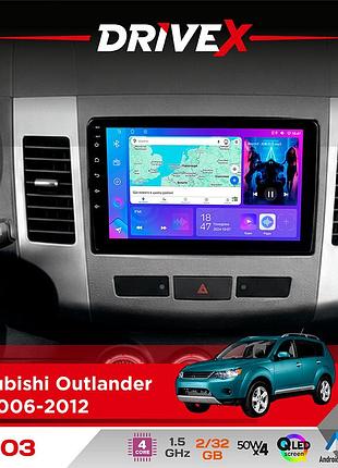 Штатна магнітола для mitsubishi outlander xl 2006-2012 drivex a-903 qled 9" android 4-ядерний 2+32гб 4x50w(tda7851) бездротовий