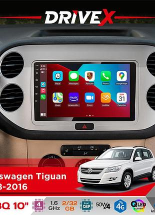 Штатна магнітола для volkswagen tiguan 2008-2016 drivex un8 qled 10" android 4-ядерний 2x32гб 4x45w бездротовий carplay та