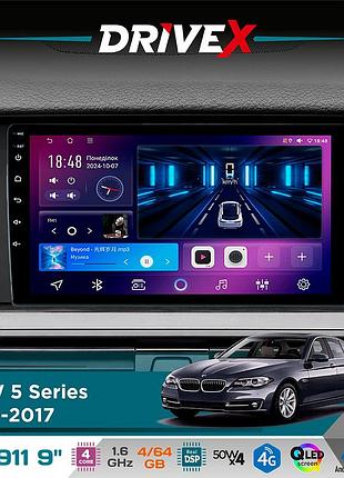 Штатна магнітола для bmw 5 series (f10) 2009-2017 drivex se-911 4+64гб qled 9" android 4-ядерний 4x50w(tda7851) dsp бездротовий