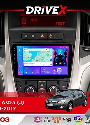 Штатна магнітола для opel astra (j) 2009-2017 drivex a-903 qled 9" android 4-ядерний 2+32гб 4x50w(tda7851) бездротовий carplay та