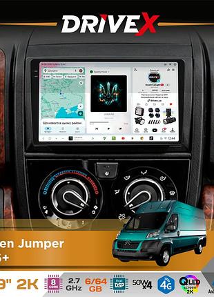 Штатна магнітола для citroen jumper 2006+ drivex s7 2k qled 9" android 8-ядерний 2.7ггц 6x64гб sim-картка 3g/4g ak7808 ab 4x50w