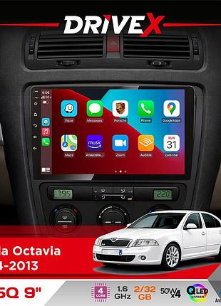 Штатна магнітола для skoda octavia 2004-2013 drivex un5 qled 9" android 4-ядерний 2+32гб 4x45w бездротовий carplay та androidauto