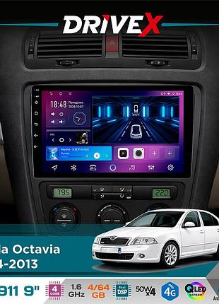 Штатна магнітола для skoda octavia 2004-2013 drivex se-911 4+64гб qled 9" android 4-ядерний 4x50w(tda7851) dsp бездротовий carplay