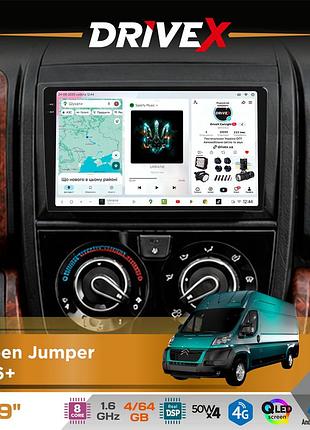 Штатна магнітола для citroen jumper 2006+ drivex s4 qled 9" android 8-ядерний 1.6ггц 4x64гб sim-картка 3g/4g tda7851 4x50w dsp