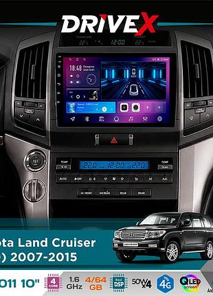 Штатна магнітола для toyota land cruiser (200) 2007-2015 drivex se-1011 qled 10" android 4-ядерний 4+64гб dsp 4x50w(tda7851)